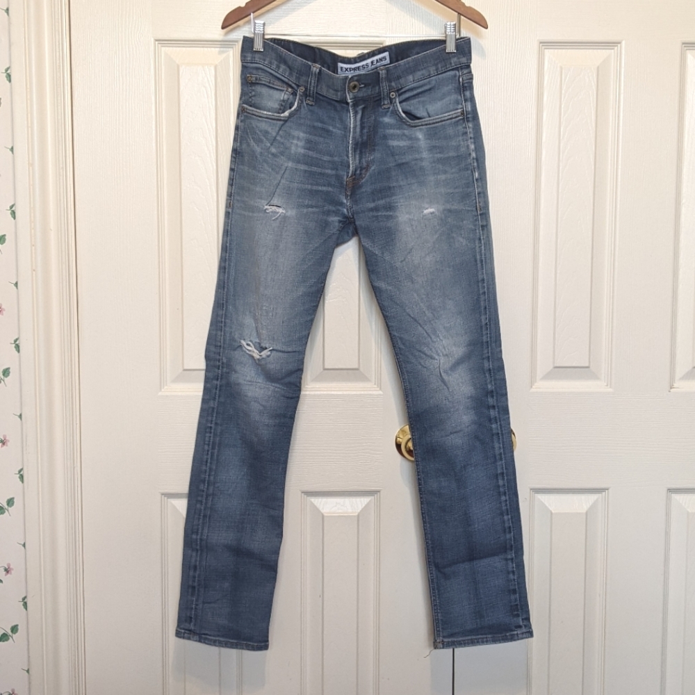 Express slim fit, distressed jeans